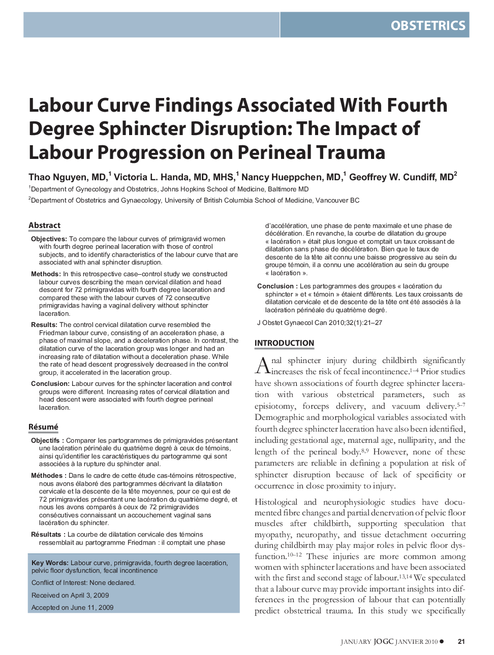 Labour Curve Findings Associated With Fourth Degree Sphincter Disruption: The Impact of Labour Progression on Perineal Trauma