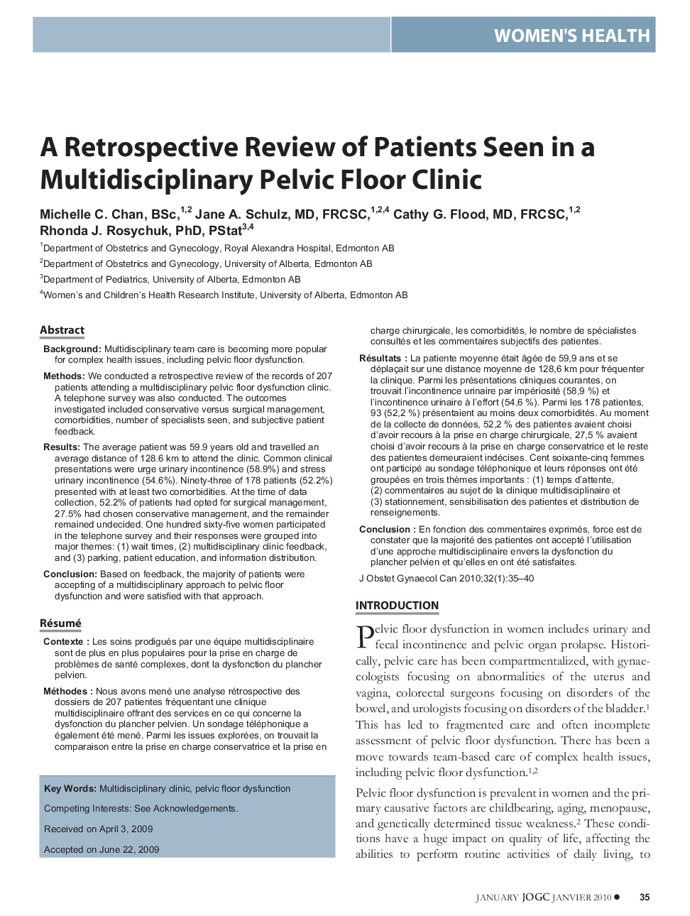 A Retrospective Review of Patients Seen in a Multidisciplinary Pelvic Floor Clinic