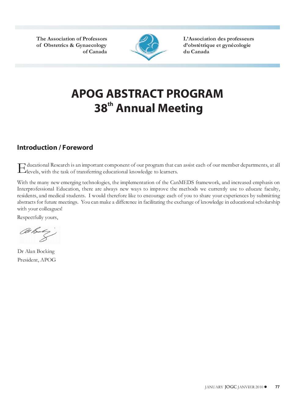 APOG Abstract Program 38th Annual Meeting