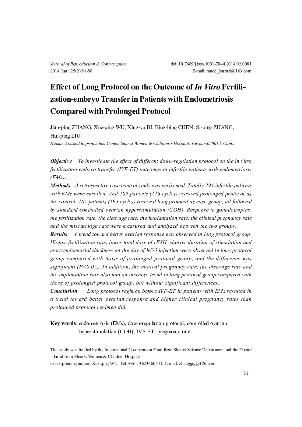 Effect of Long Protocol on the Outcome of In Vitro Fertilization-embryo Transfer in Patients with Endometriosis Compared with Prolonged Protocol 