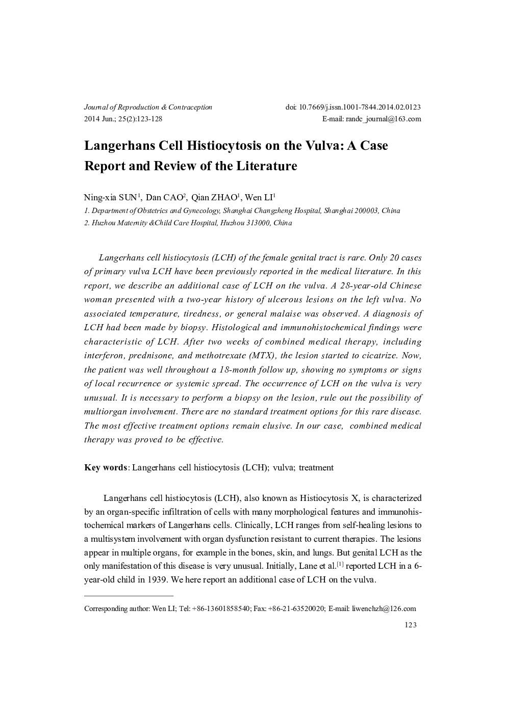 Langerhans Cell Histiocytosis on the Vulva: A Case Report and Review of the Literature