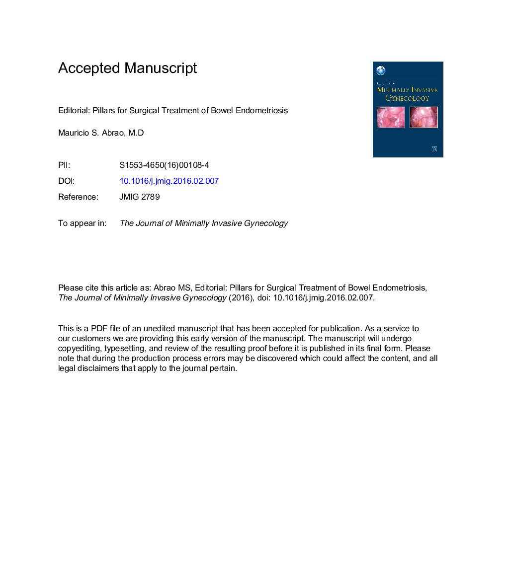 Pillars for Surgical Treatment of Bowel Endometriosis