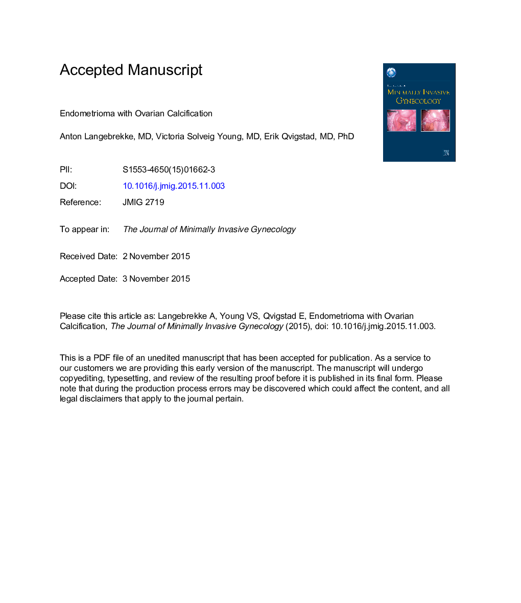 Endometrioma With Ovarian Calcification