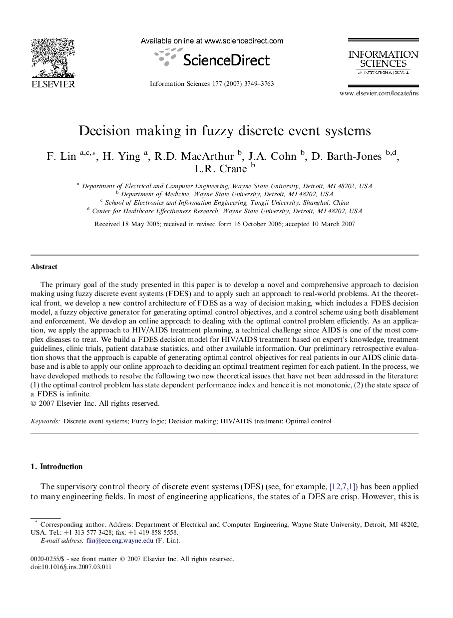 Decision making in fuzzy discrete event systems