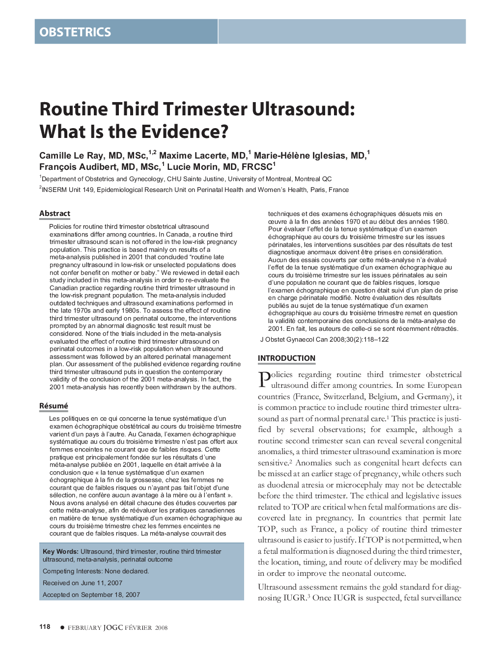 Routine Third Trimester Ultrasound: What Is the Evidence?