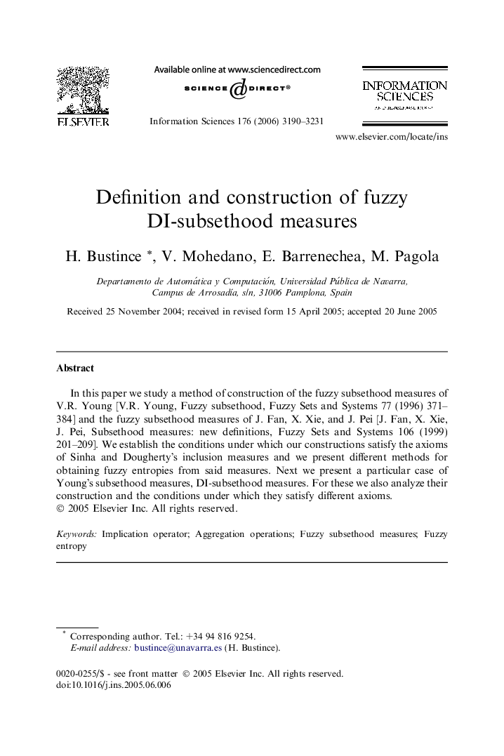 Definition and construction of fuzzy DI-subsethood measures