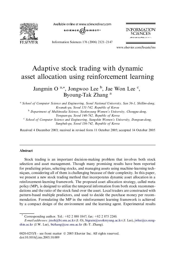 Adaptive stock trading with dynamic asset allocation using reinforcement learning