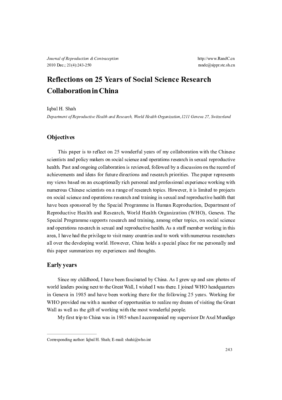 Reflections on 25 Years of Social Science Research Collaboration in China