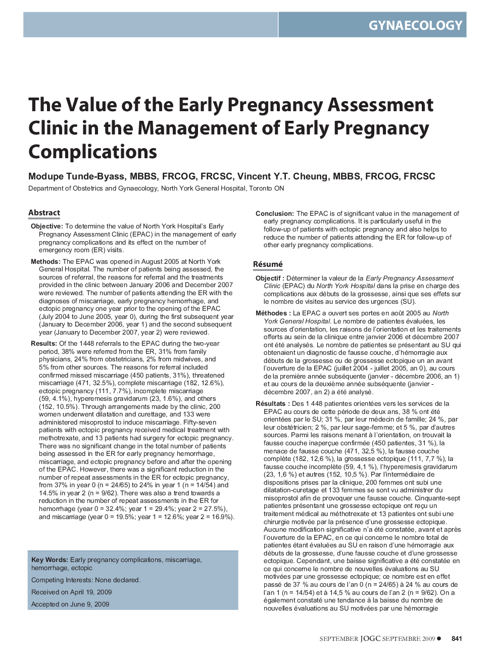 The Value of the Early Pregnancy Assessment Clinic in the Management of Early Pregnancy Complications