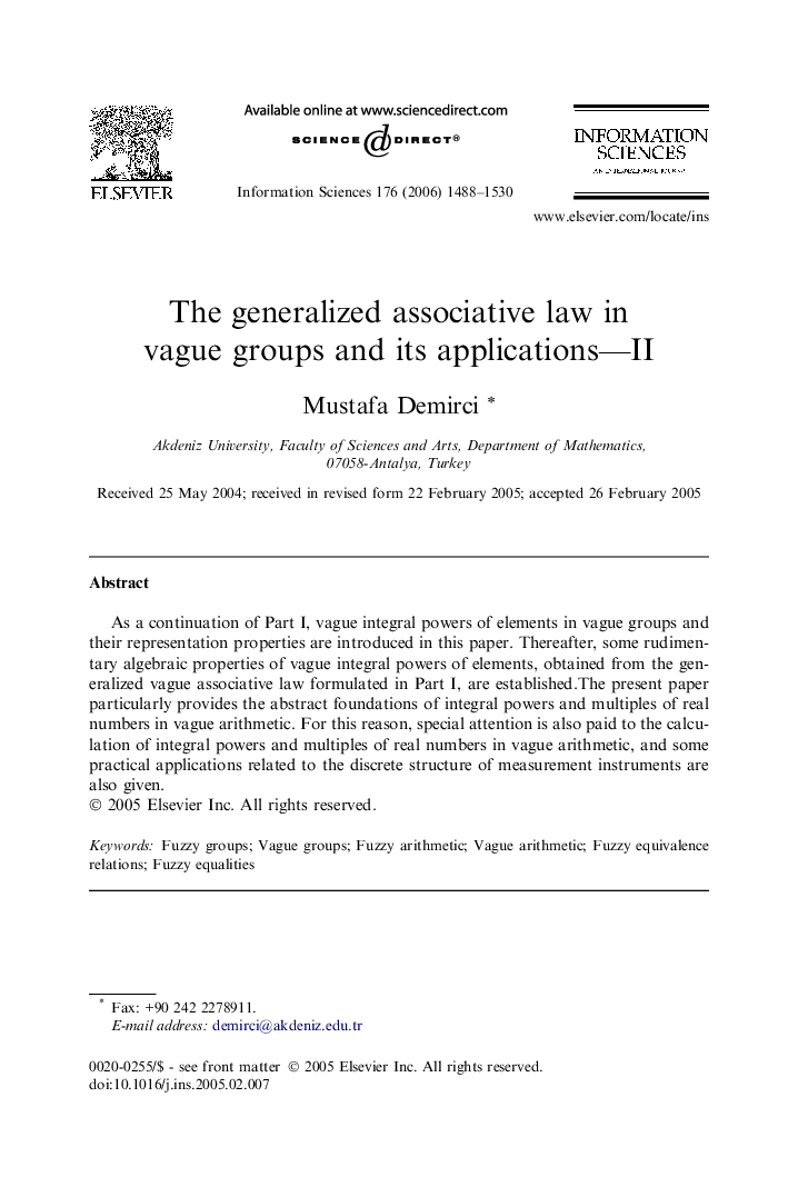 The generalized associative law in vague groups and its applications—II