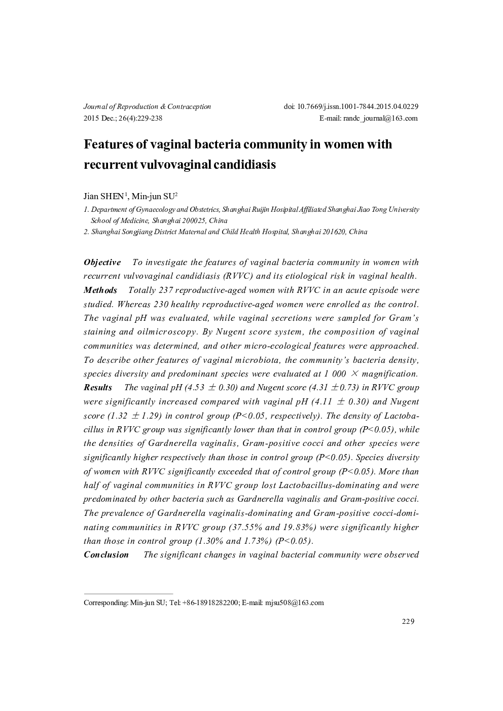 Features of vaginal bacteria community in women with recurrent vulvovaginal candidiasis