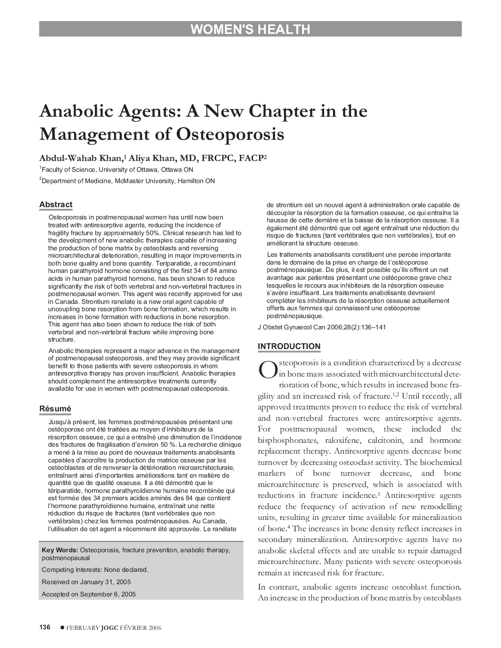 Anabolic Agents: A New Chapter in the Management of Osteoporosis