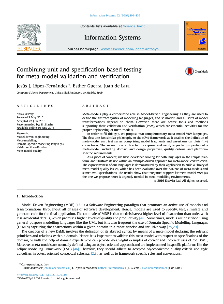 Combining unit and specification-based testing for meta-model validation and verification
