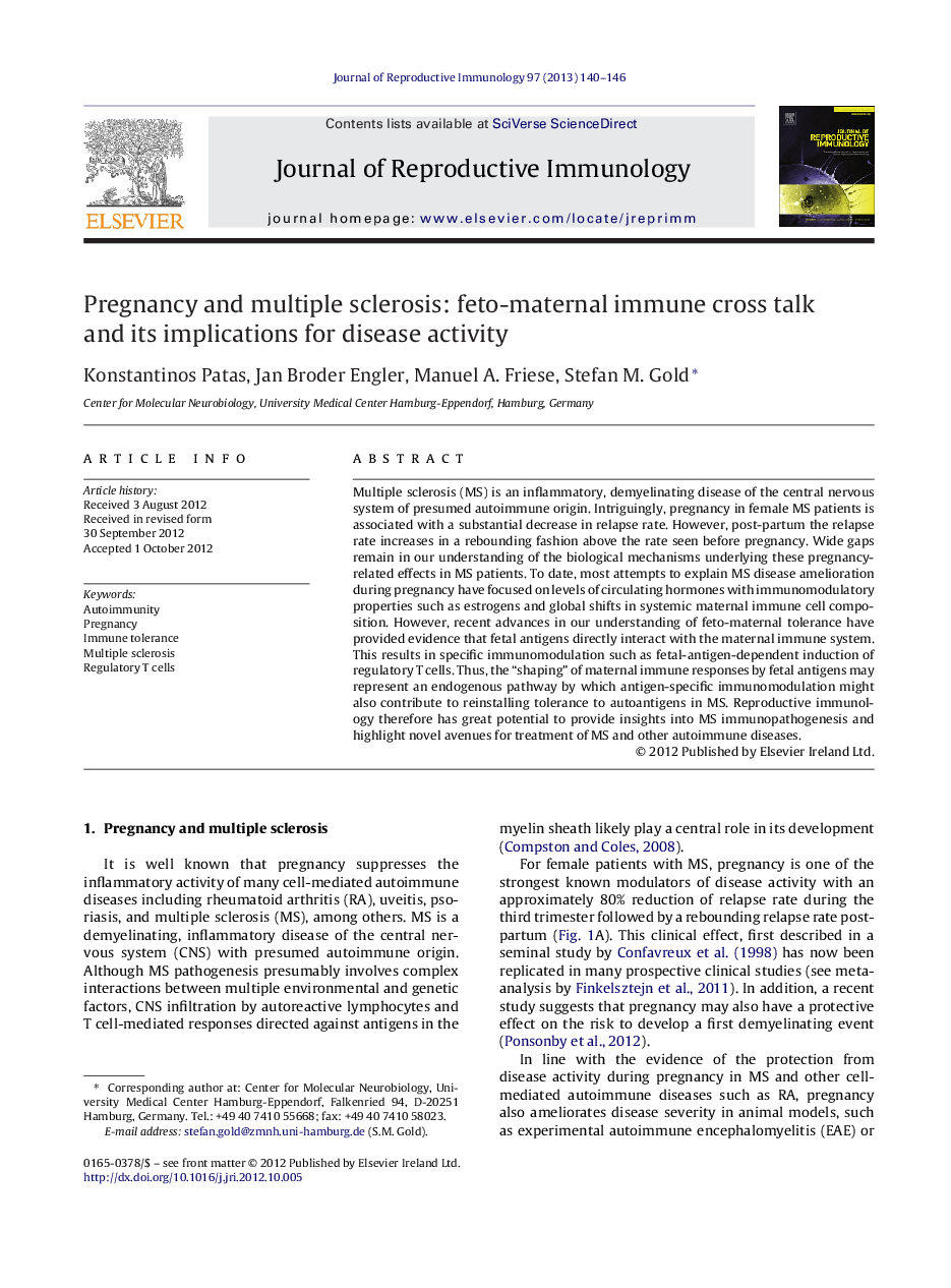 Pregnancy and multiple sclerosis: feto-maternal immune cross talk and its implications for disease activity