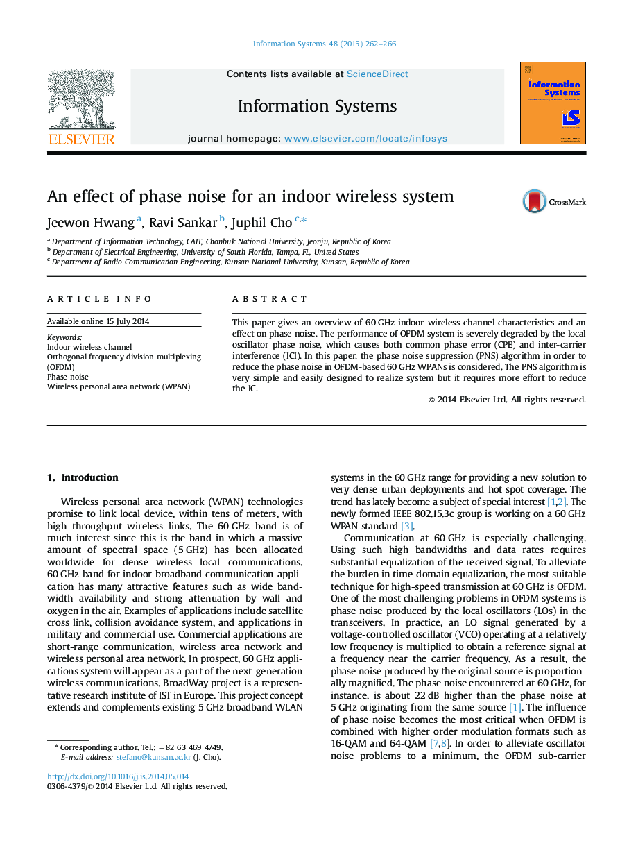 An effect of phase noise for an indoor wireless system