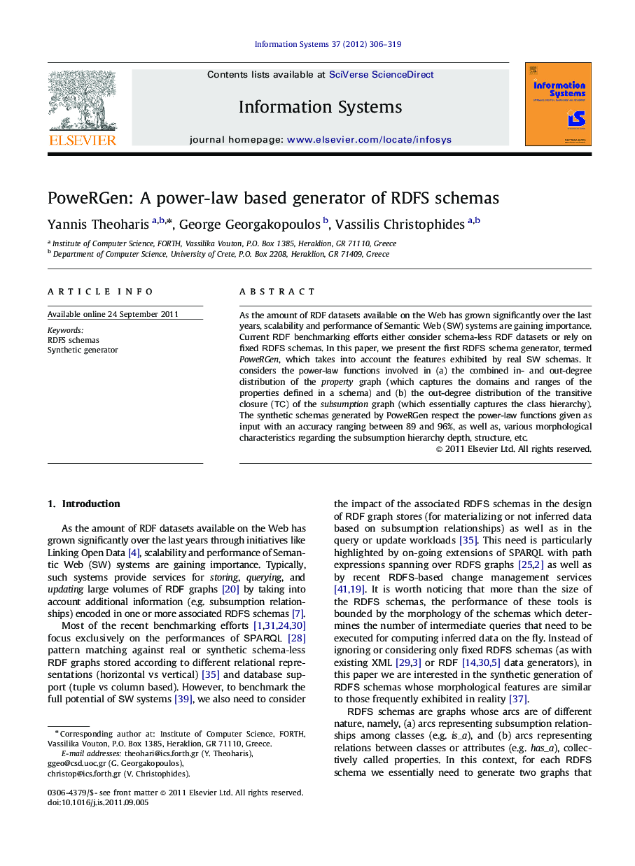 PoweRGen: A power-law based generator of RDFS schemas