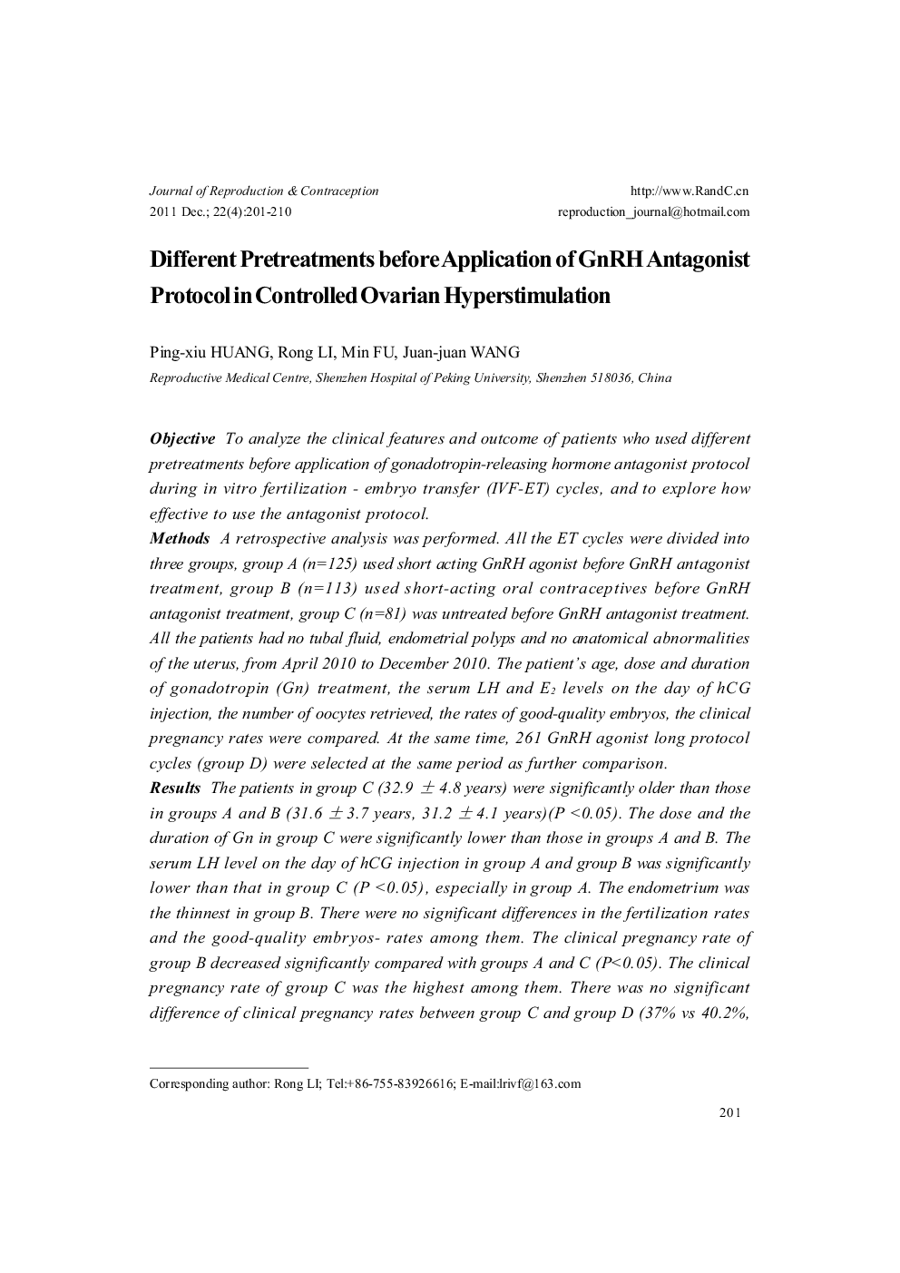 Different Pretreatments before Application of GnRH Antagonist Protocol in Controlled Ovarian Hyperstimulation