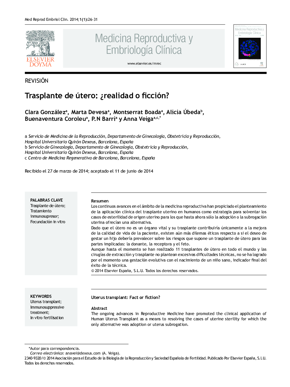 Trasplante de útero: Â¿realidad o ficción?