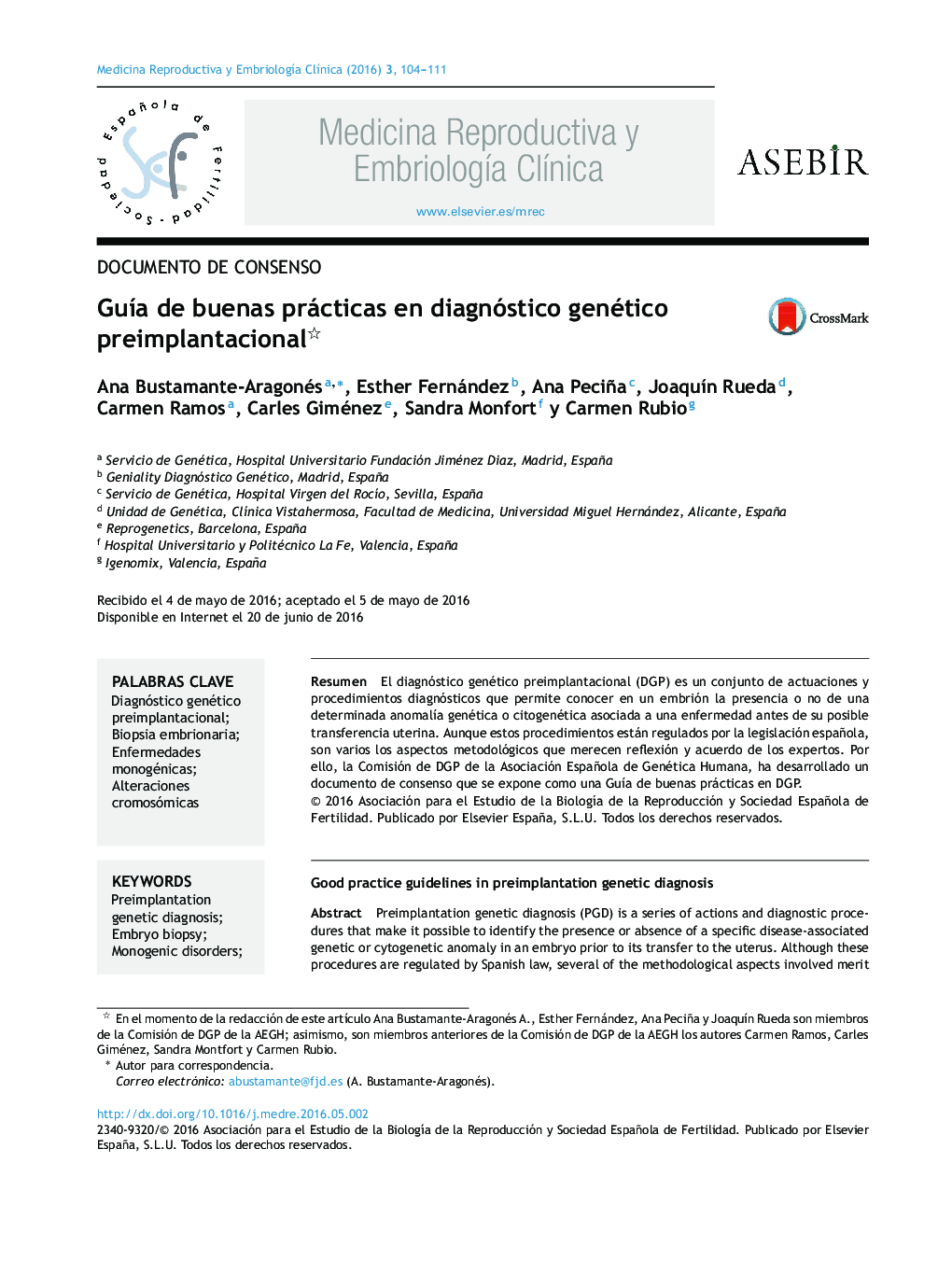 GuÃ­a de buenas prácticas en diagnóstico genético preimplantacional