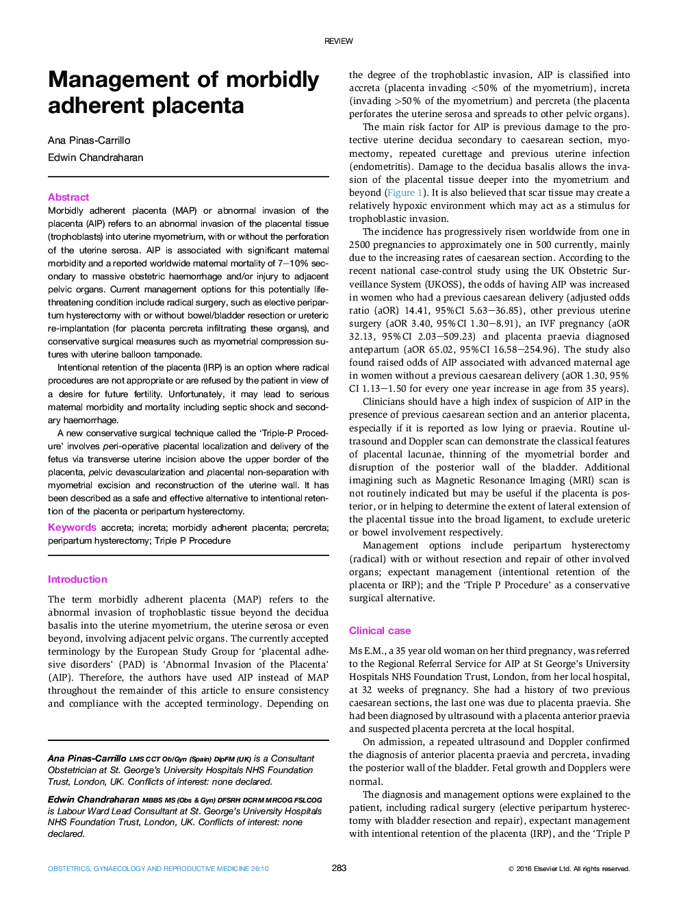 Management of morbidly adherent placenta