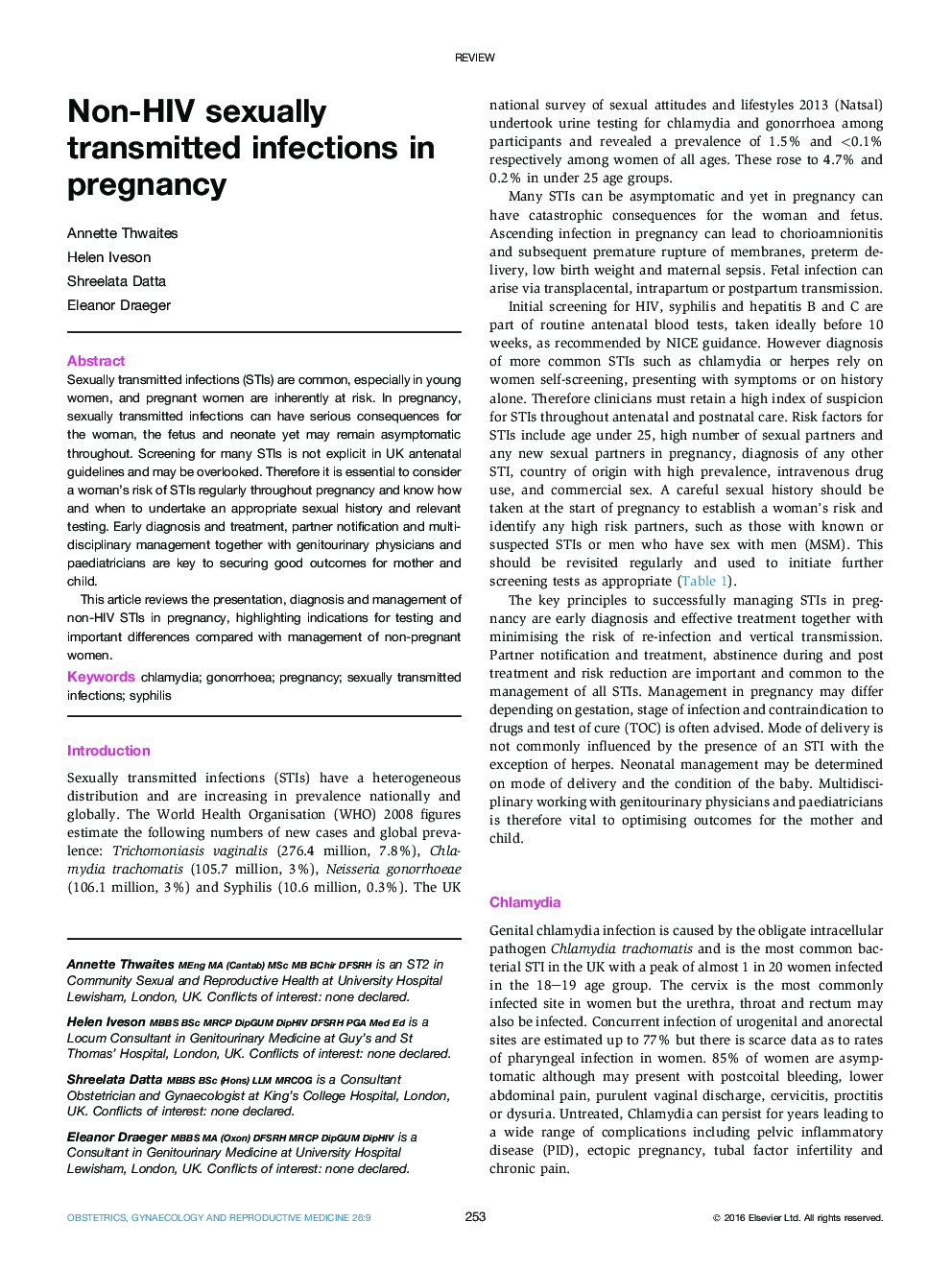 Non-HIV sexually transmitted infections in pregnancy