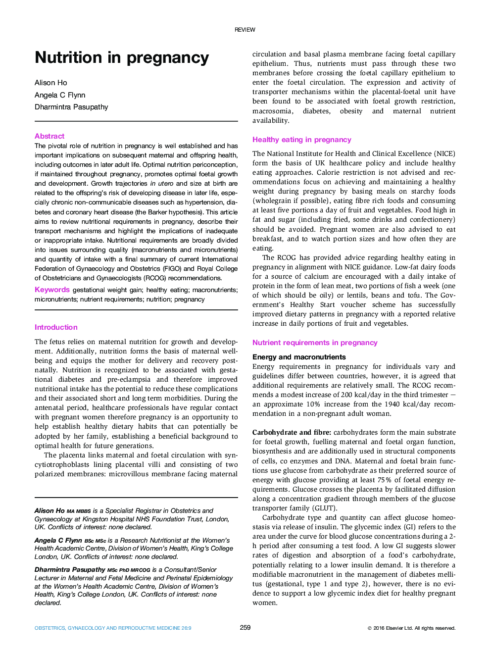 Nutrition in pregnancy