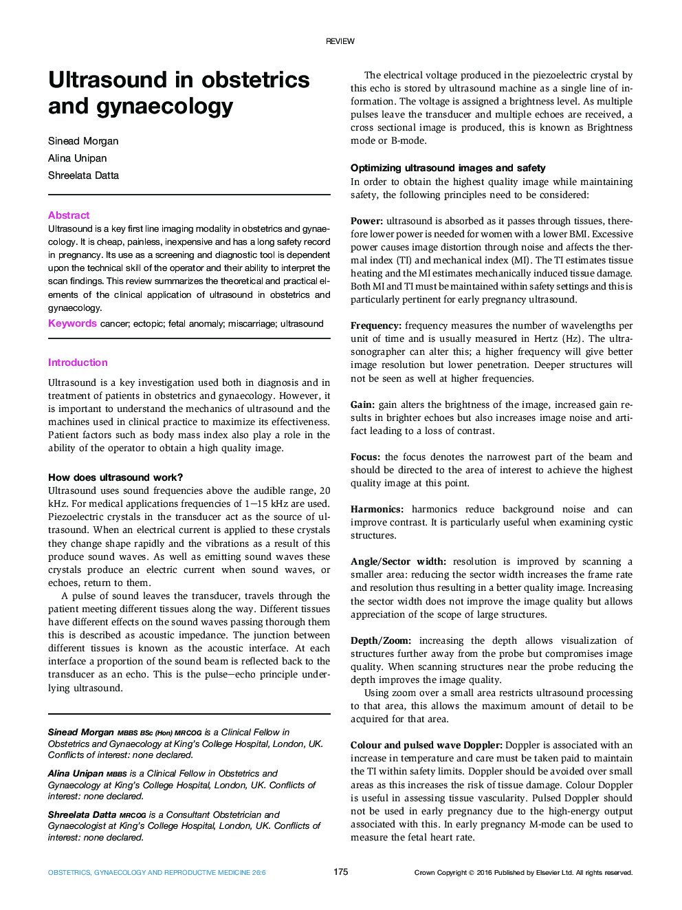 Ultrasound in obstetrics and gynaecology