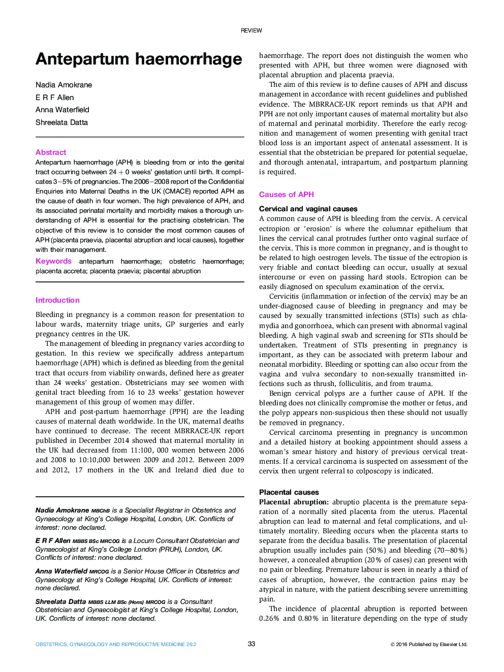 Antepartum haemorrhage