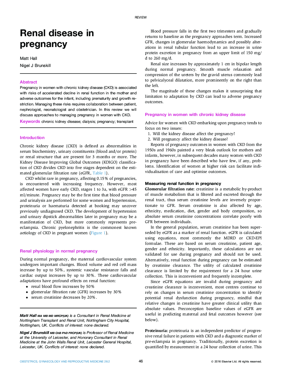 Renal disease in pregnancy