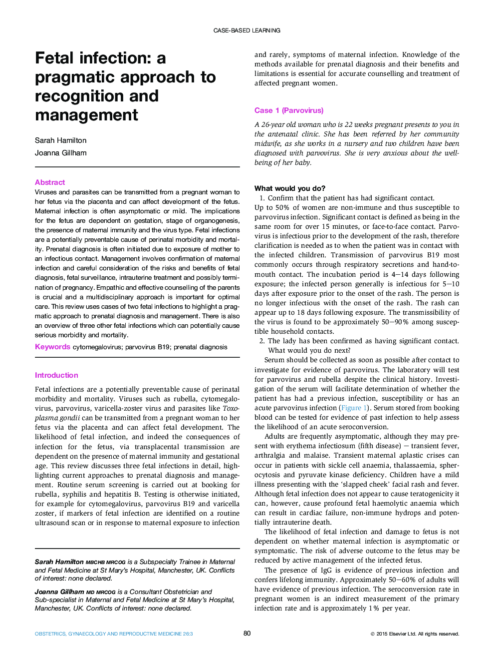 Fetal infection: a pragmatic approach to recognition and management