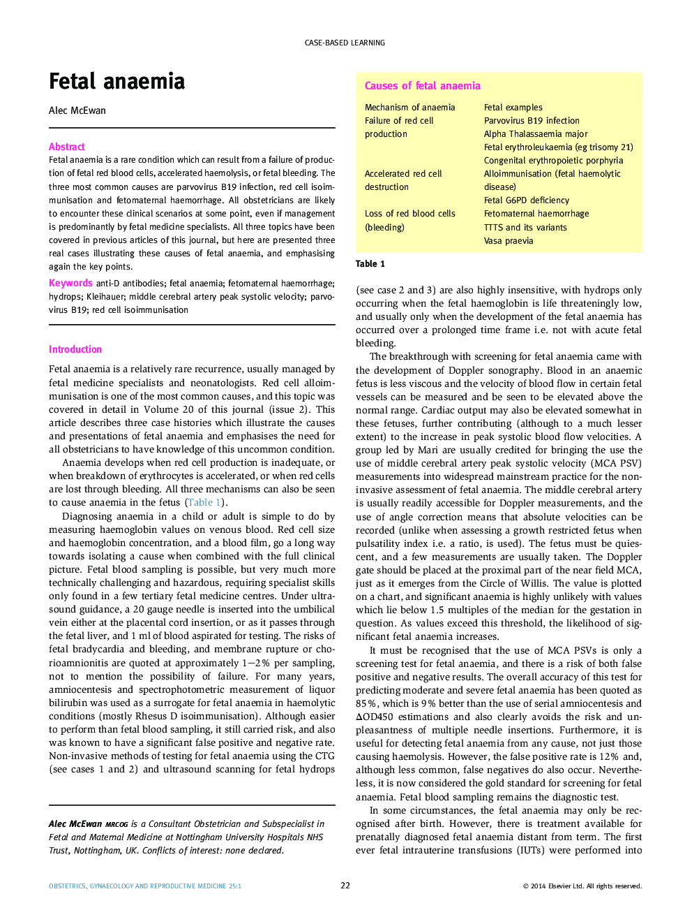 Fetal anaemia