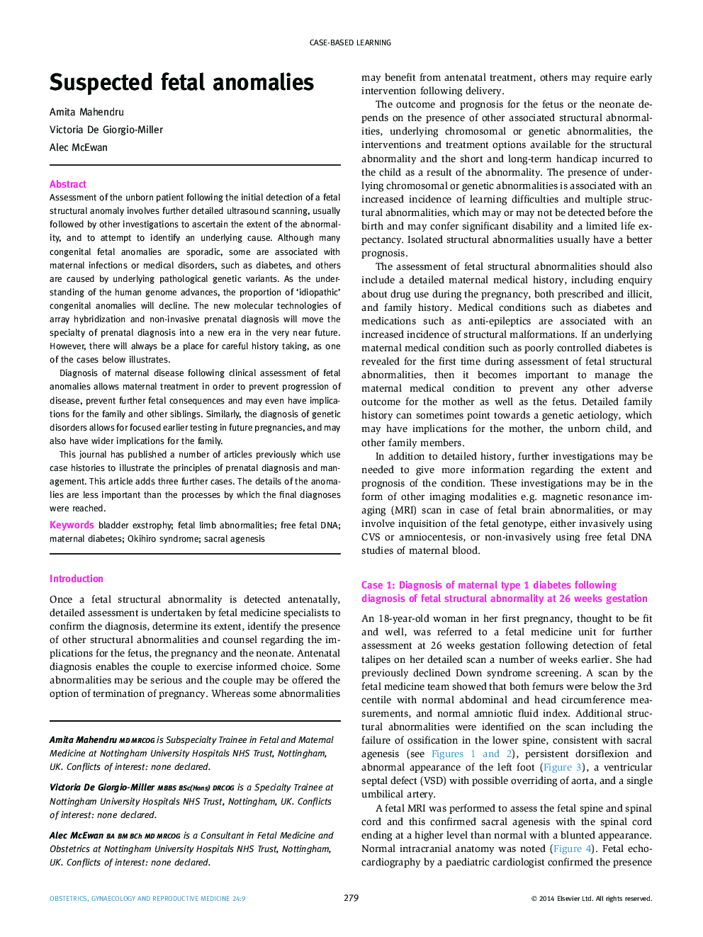 Suspected fetal anomalies