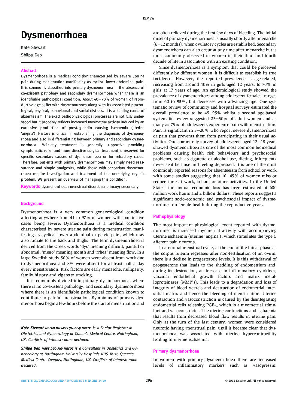 Dysmenorrhoea