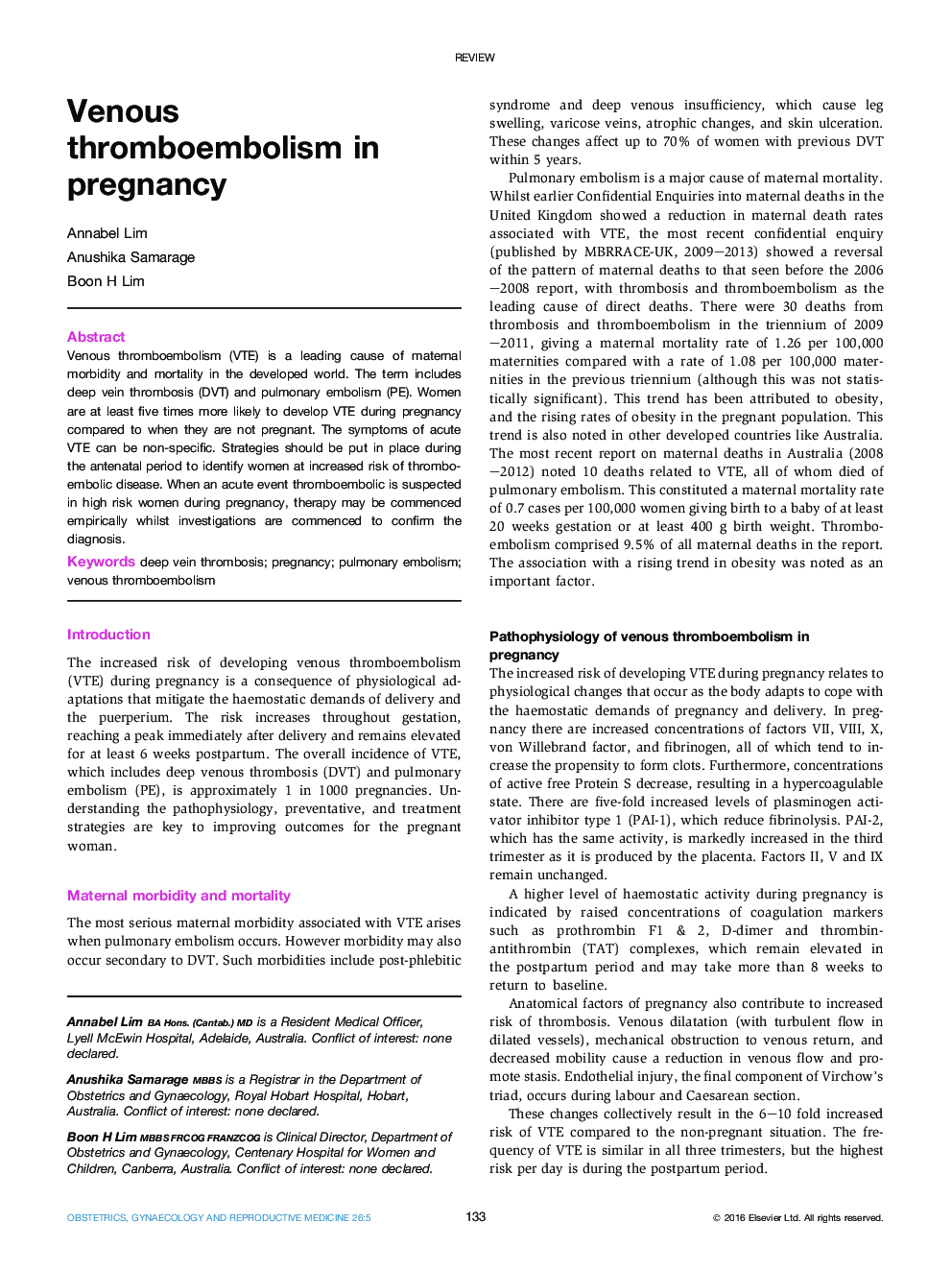Venous thromboembolism in pregnancy