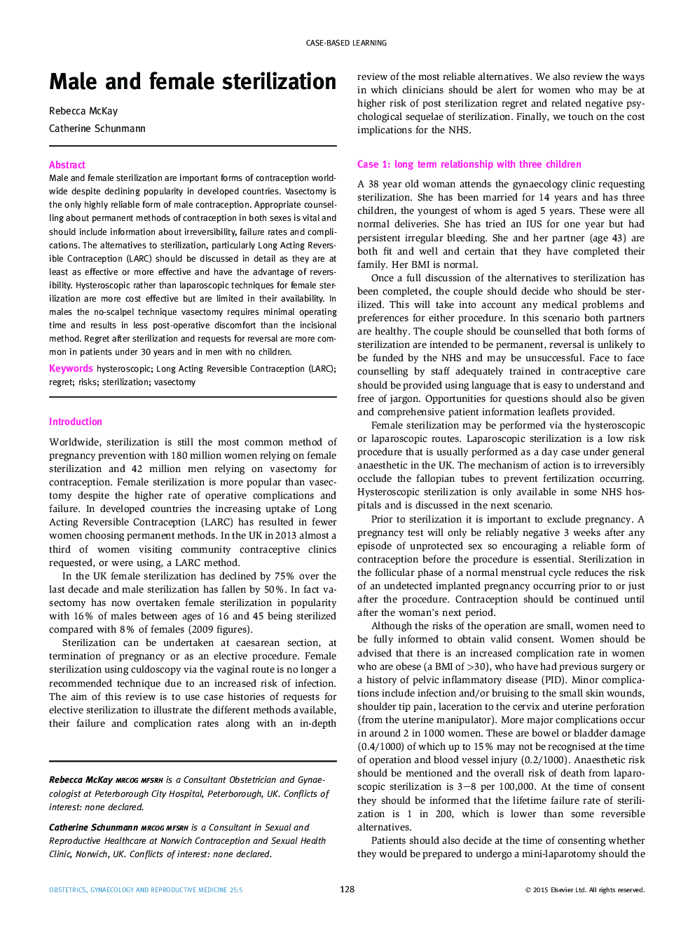 Male and female sterilization