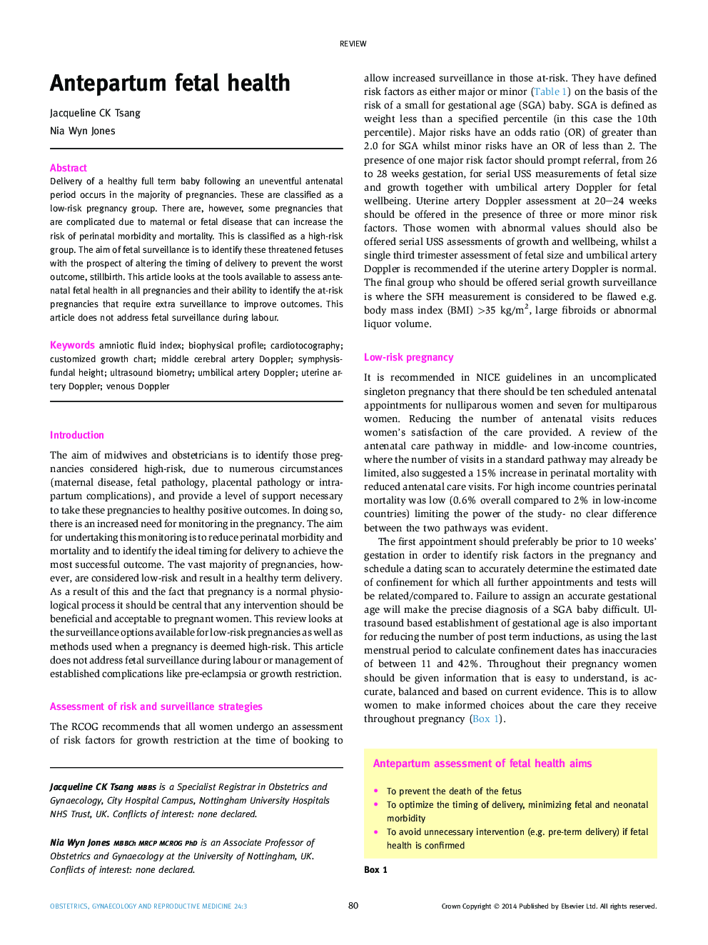 Antepartum fetal health