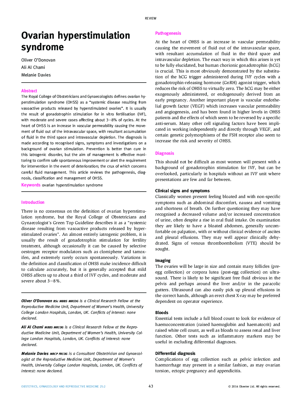 Ovarian hyperstimulation syndrome