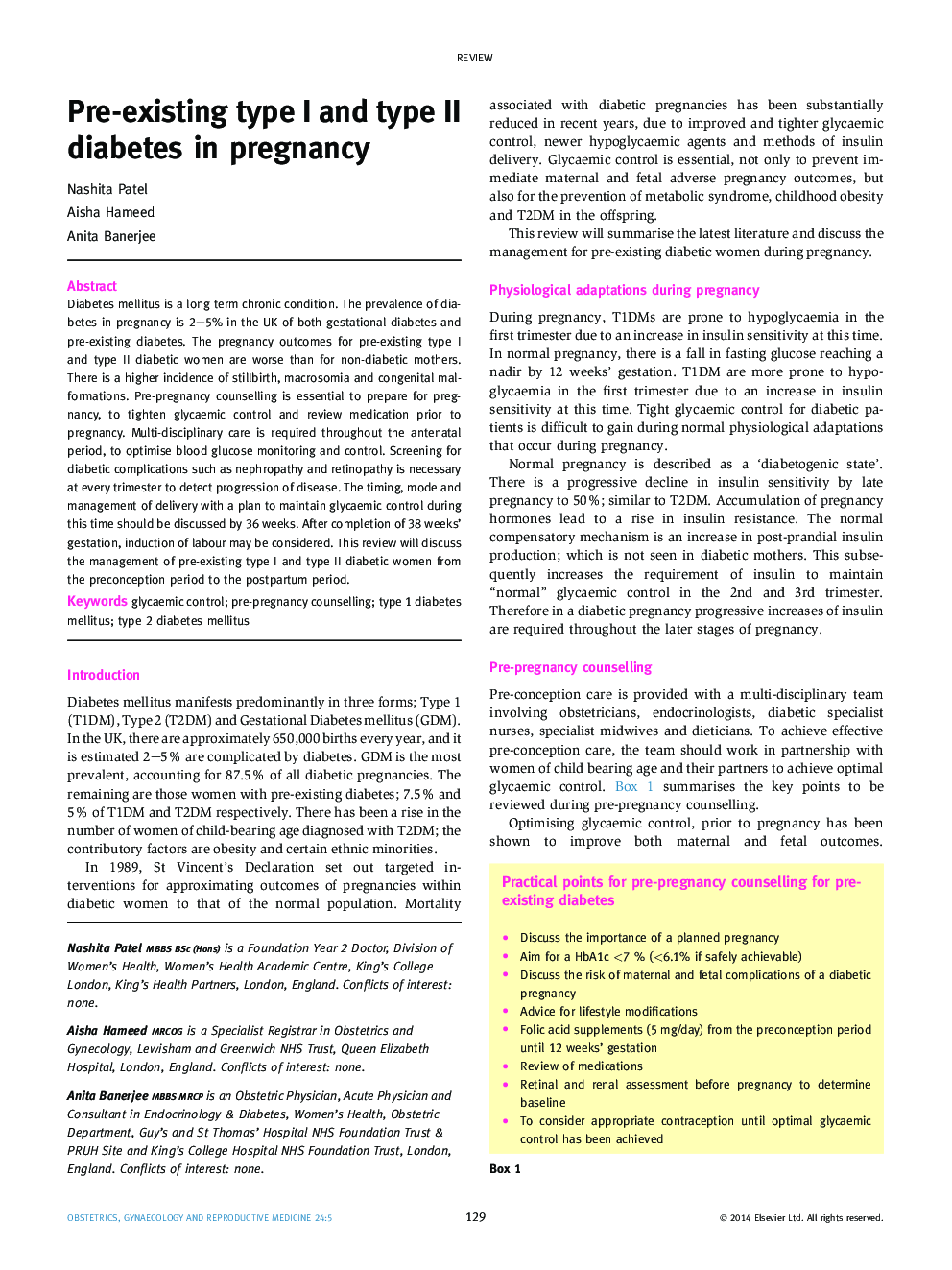 Pre-existing type I and type II diabetes in pregnancy