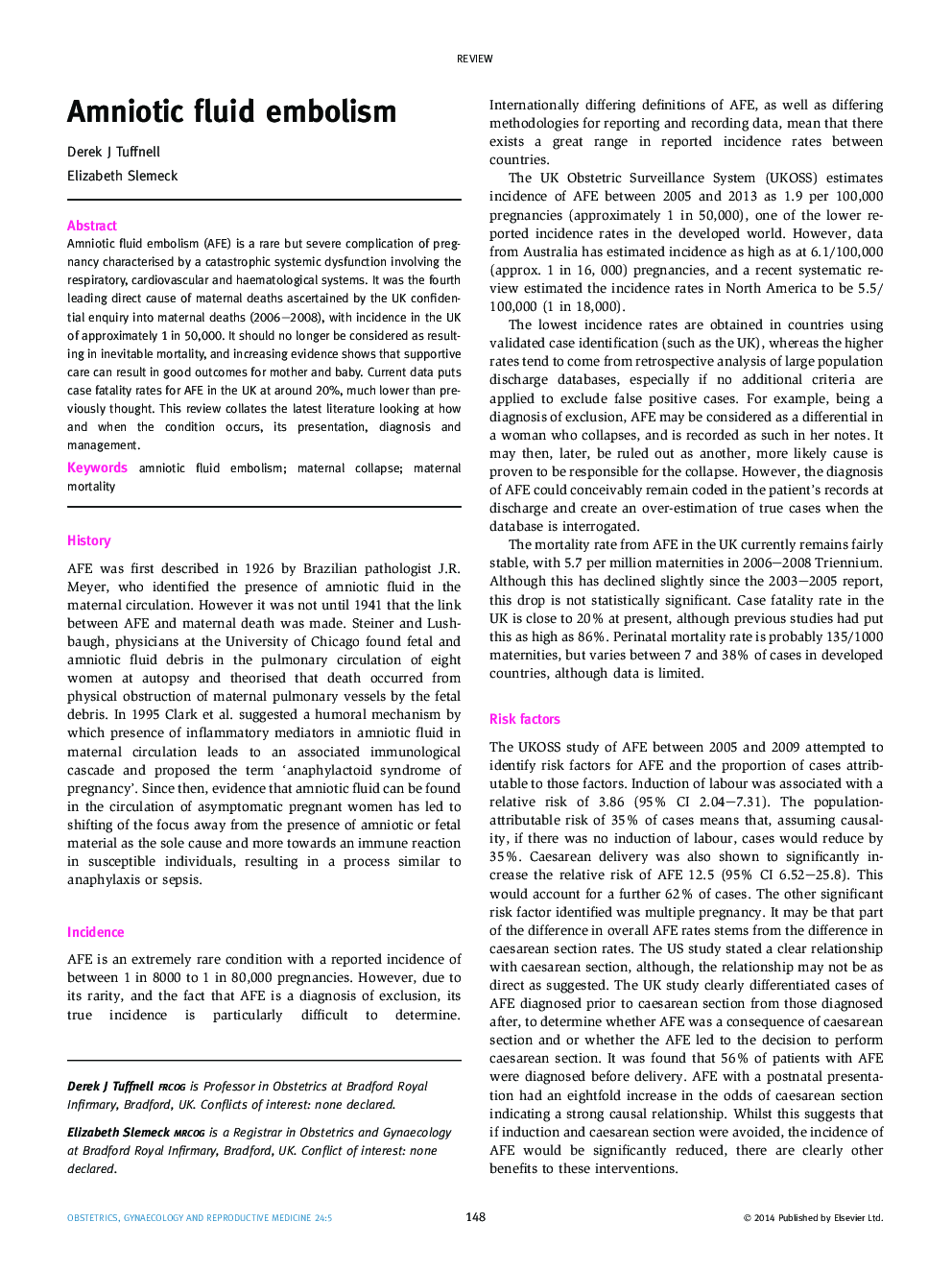 Amniotic fluid embolism