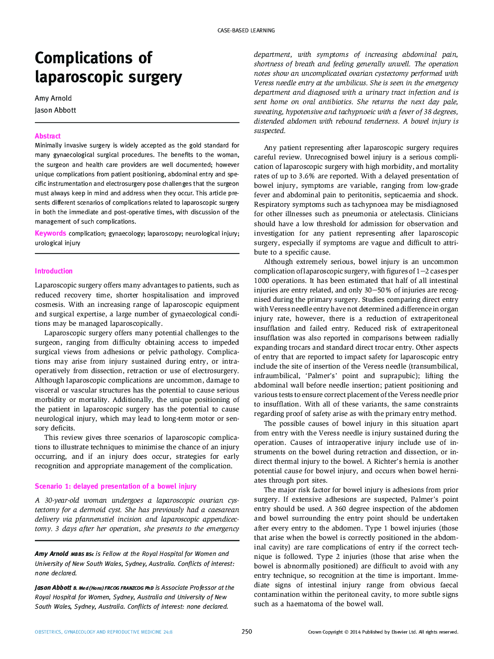 Complications of laparoscopic surgery