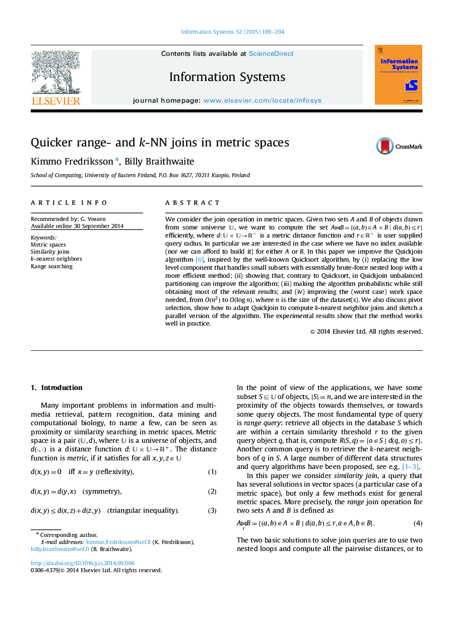 Quicker range- and k-NN joins in metric spaces