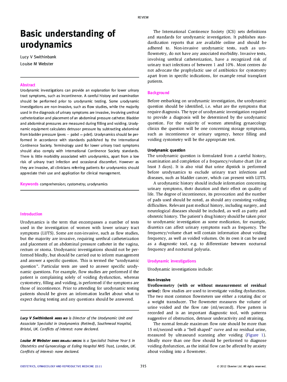 Basic understanding of urodynamics