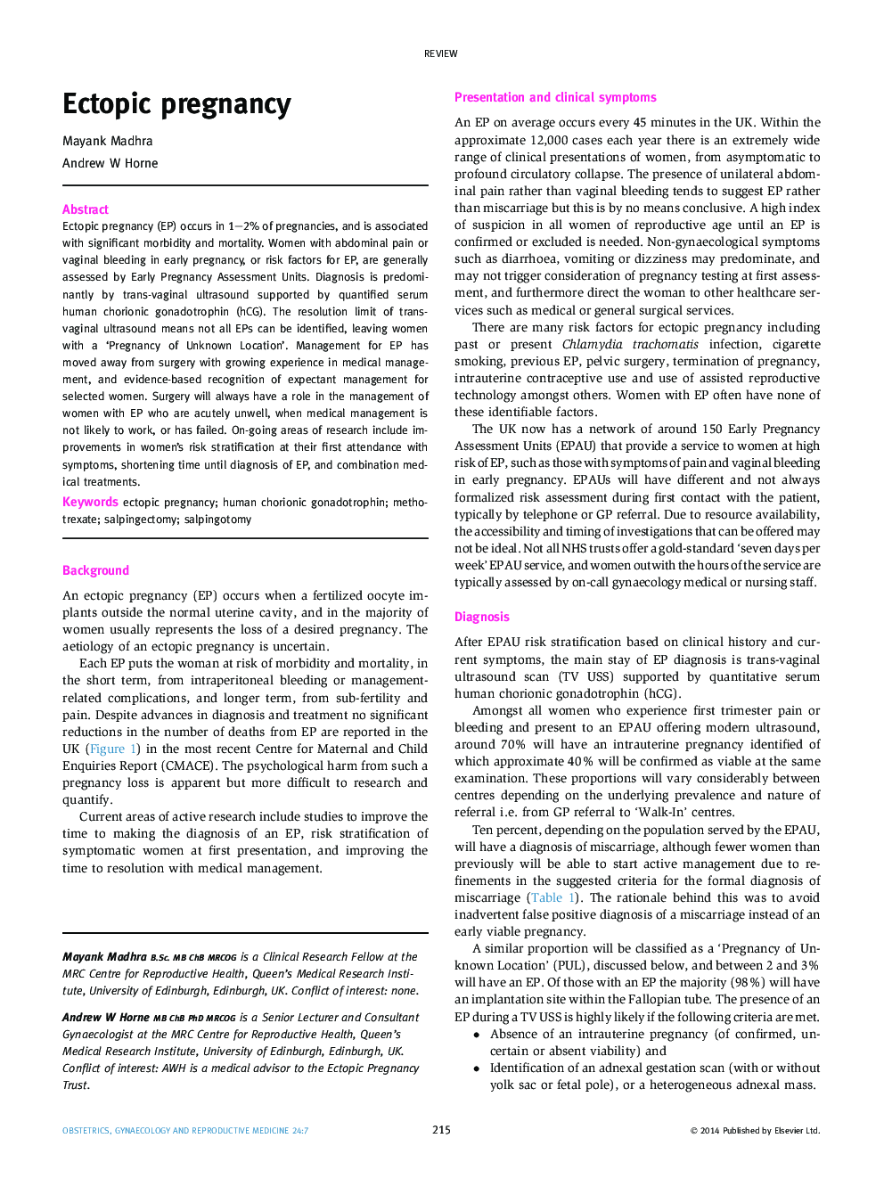 Ectopic pregnancy