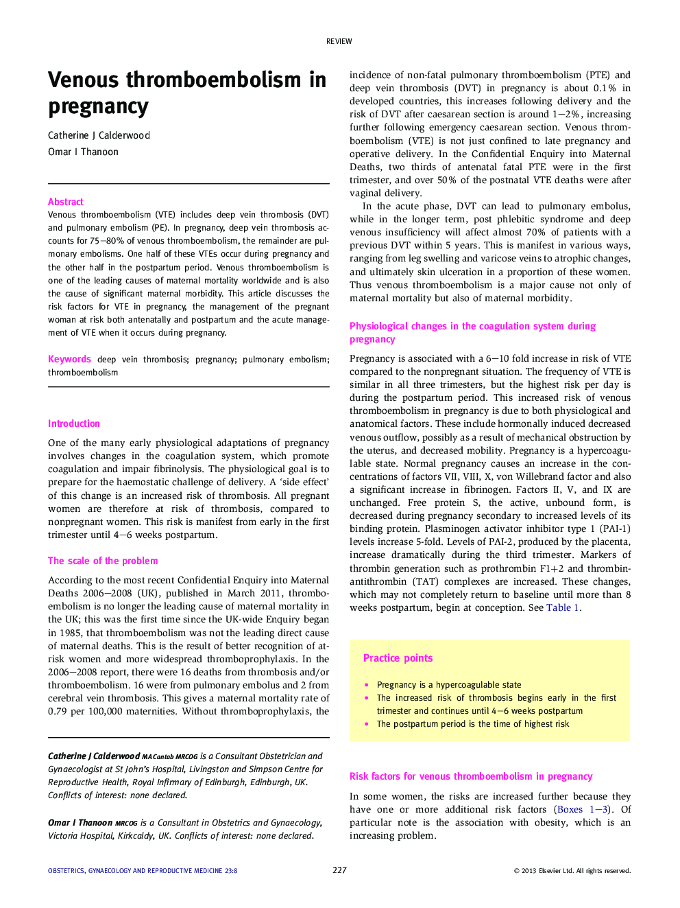 Venous thromboembolism in pregnancy