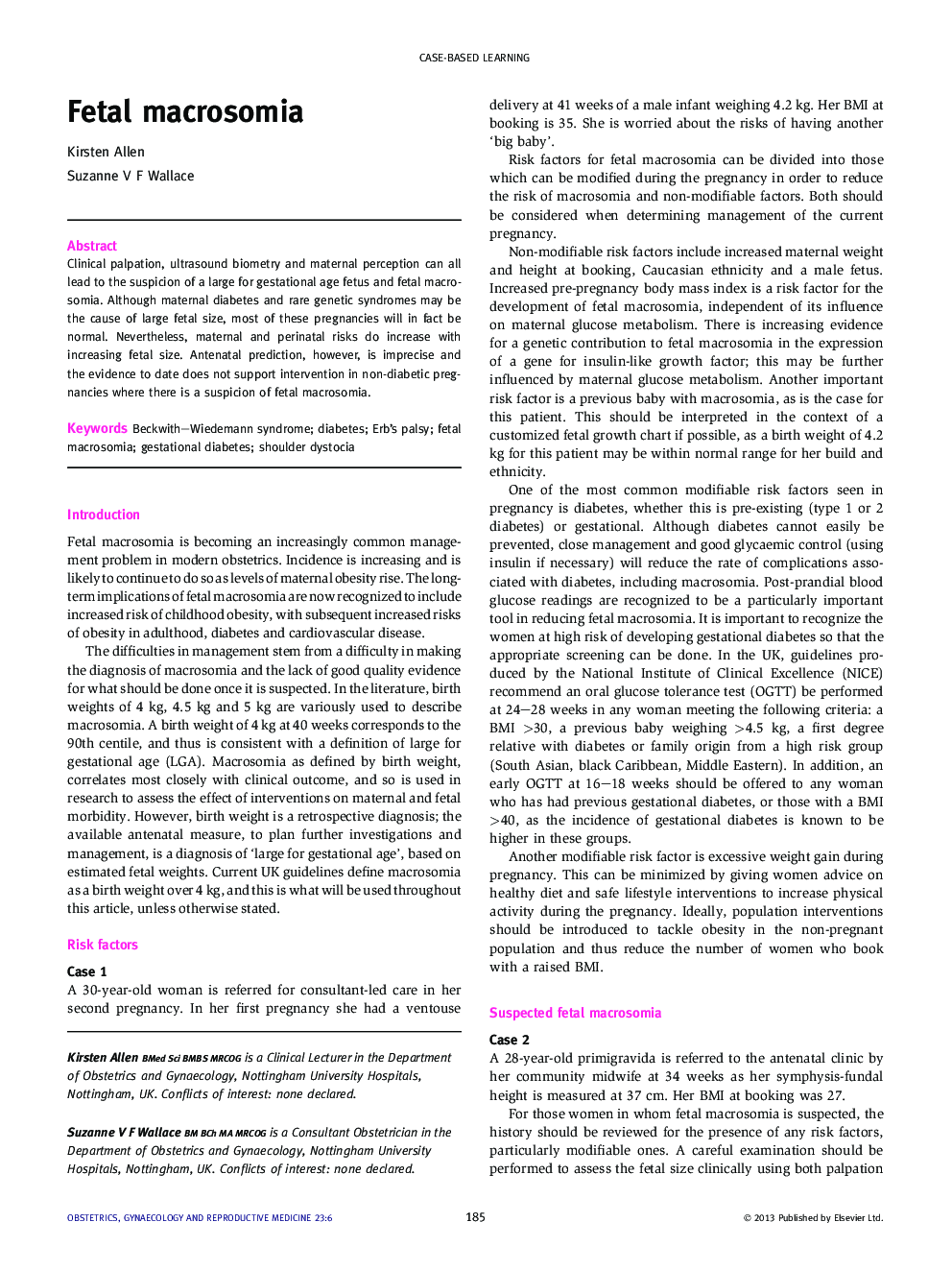 Fetal macrosomia