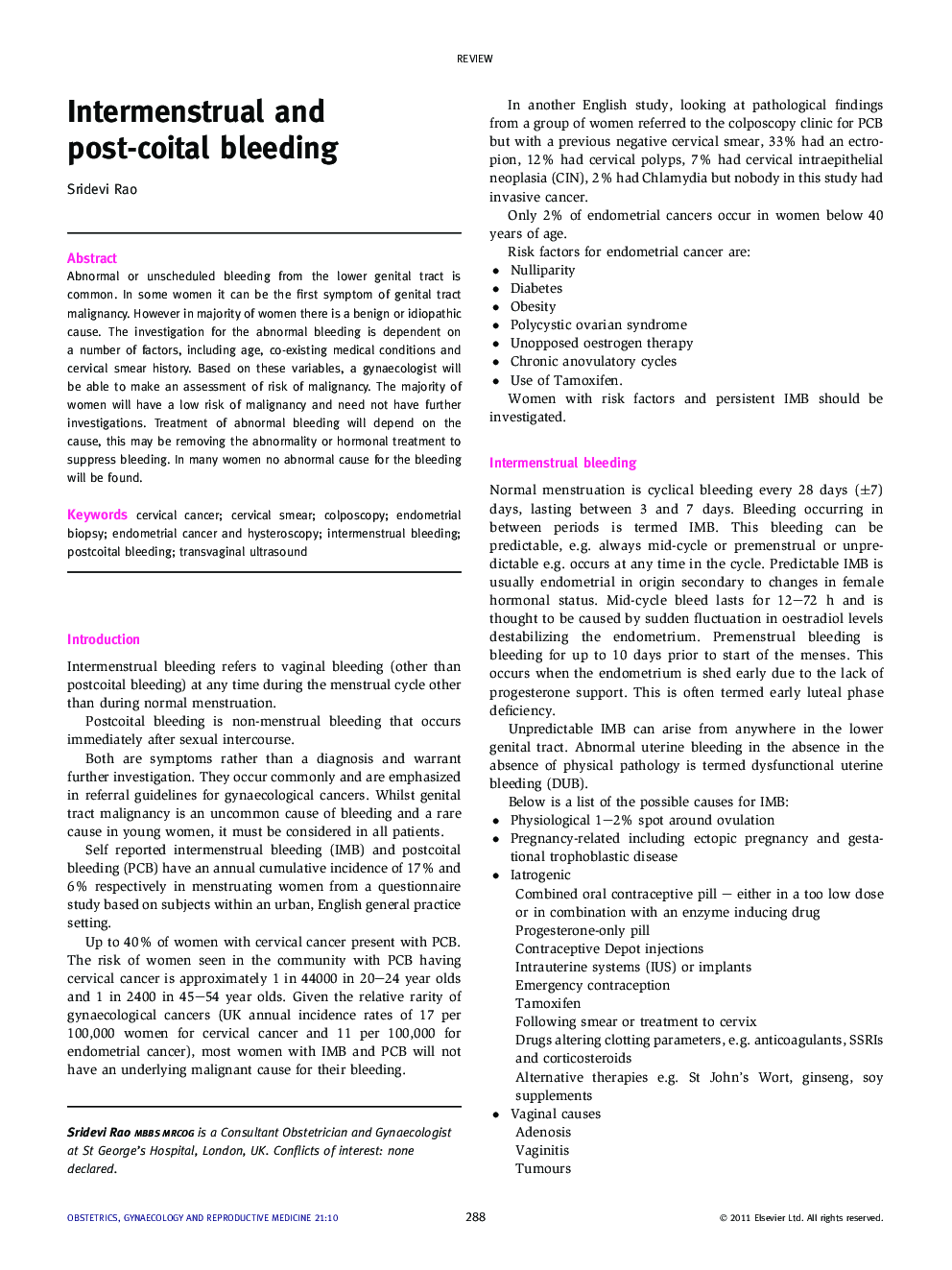 Intermenstrual and post-coital bleeding