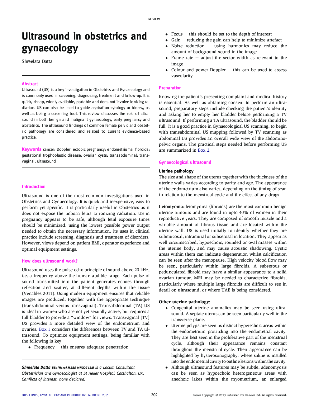 Ultrasound in obstetrics and gynaecology