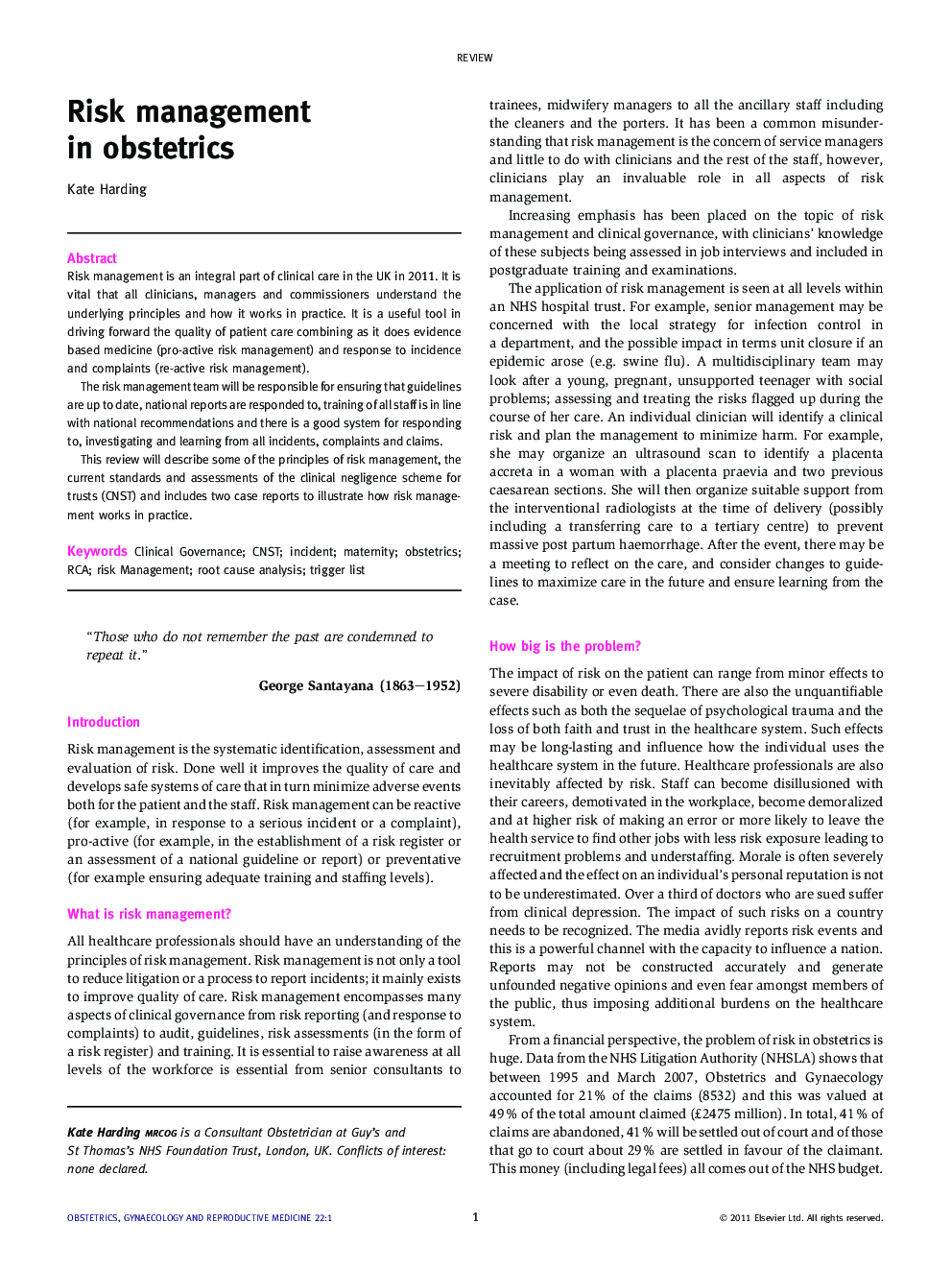 Risk management in obstetrics