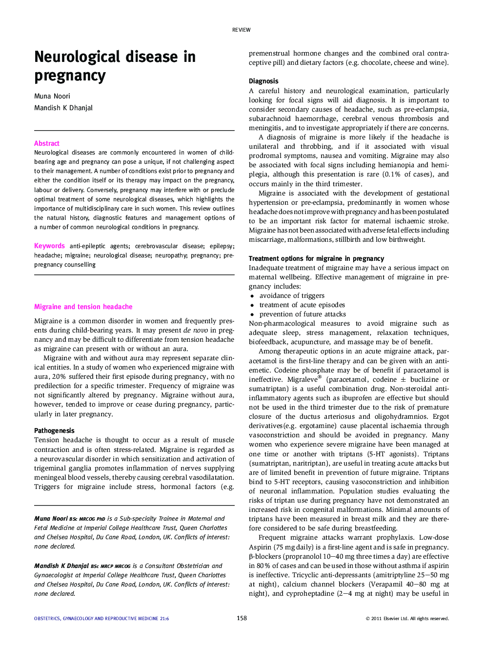 Neurological disease in pregnancy