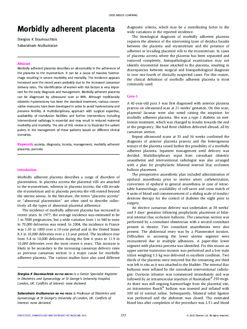 Morbidly adherent placenta